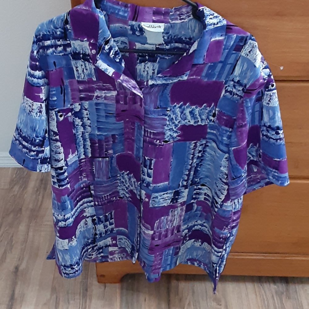 Multi color button up blouse